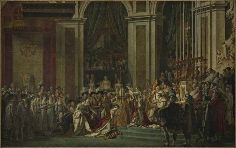 Le Sacre de Napoléon de David exposé dans l’aile Denon du Louvre à Paris